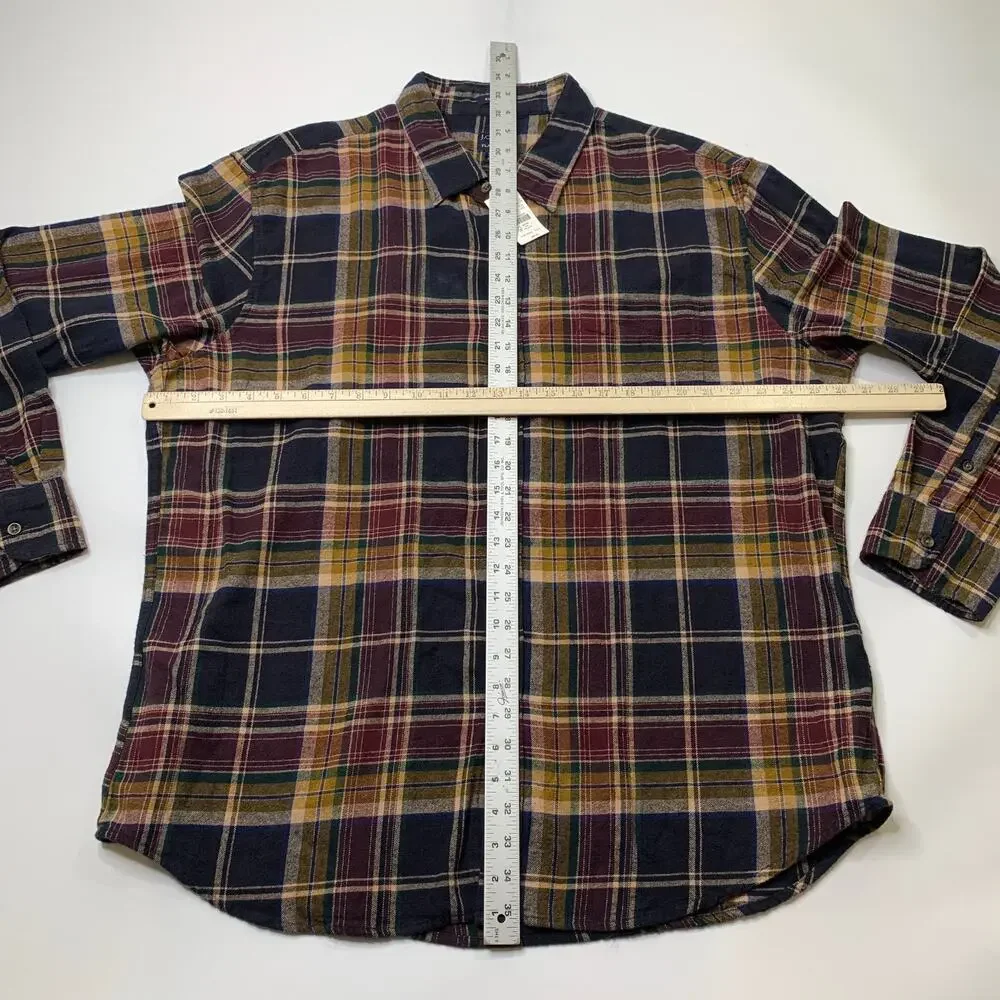 J Crew Shirt Mens 2XL Classic Plaid Flannel Cotton Button Up Long Sleeve New